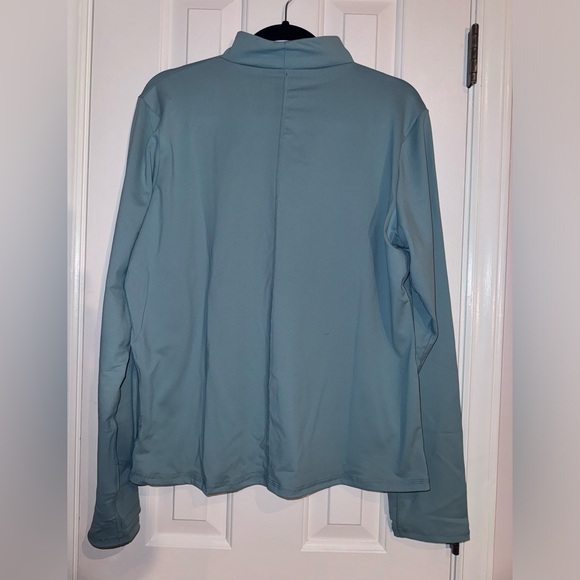 Shadow Sport Light Blue  Fitted Mock-Neck 3/4 Zip Front Athletic Jacket, Pockets - Picture 11 of 12